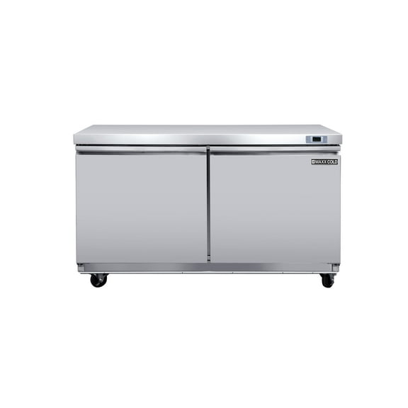 Maxx Cold Double Door Undercounter Freezer, 61"W, 14.1 cu. ft. Storage Capacity, in Stainless Steel (MXSF60UHC)