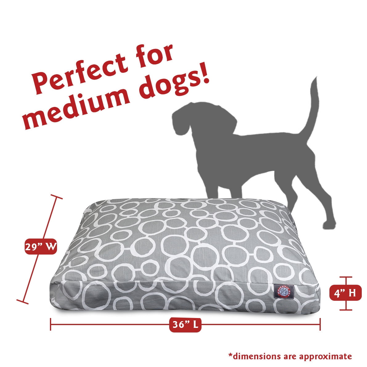 Majestic Pet | Fusion Rectangle Pet Bed For Dogs, Removable Cover, Gray, Medium