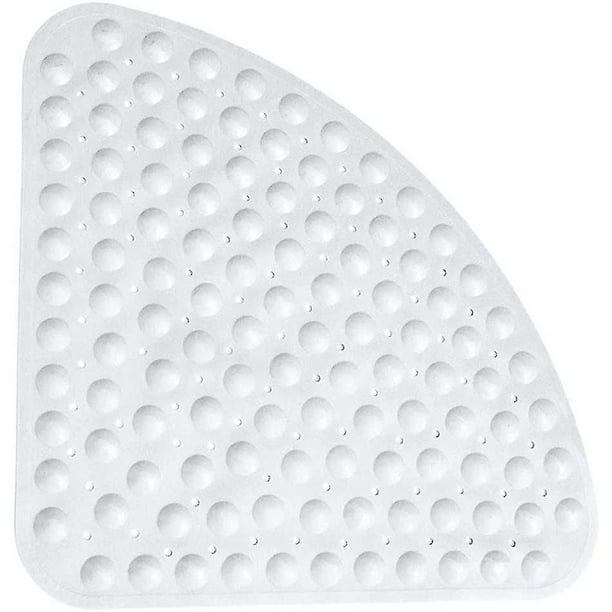 Shower Mat Non Slip Rubber Corner Anti Mould Safety Mats with Drain Hole Bathtub Mat White