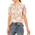 thumbnail image 2 of NOMADIC NOOK Women's 2 Packs Floral Ruffled Short Sleeve Ruffle Neck Casual Blouses, 2 of 7