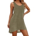 thumbnail image 3 of BRGZLK Women's Sleeveless Racerback Swing Dress Summer Casual Solid Color T Shirt Dresses Beach Cover Ups Basic Solid Plain Tank Dress, 3 of 7
