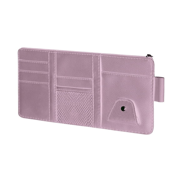 Lcxifdre Car Sun Visor Organizer, Multi-Function Faux Leather Storage Pocket Sun Visor Pouch, Eyeglasses Card Holder with Clip, Automotive Interior Accessories