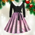 thumbnail image 5 of felwors Christmas Dresses for Women Long Sleeve Pleated Prom Hepburn Dresses with Belt Winter Party Cocktail Dress Pink, XXL, 5 of 6