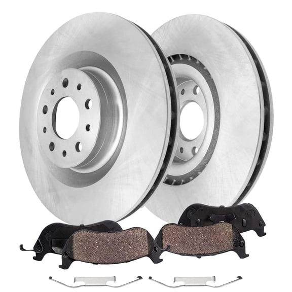 Detroit Axle - Front Brake Kit for 2014-2020 Fiat 500L Disc Brake Rotors Ceramic Brakes Pads with Hardware 2015 2016 2017 2018 2019 Replacement : 12.01" inch Rotors