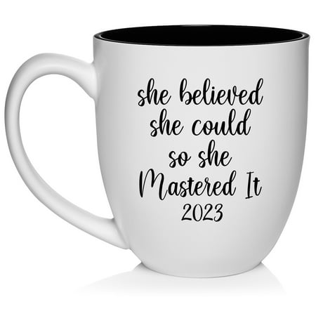 

She Believed She Could So She Mastered It 2023 Ceramic Coffee Mug Tea Cup Gift for Her Sister Grandma Wife Friend Coworker Boss Birthday Graduation Masters Degree Graduate (16oz White)
