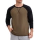 thumbnail image 4 of Camisetas de manga larga para hombres, camiseta casual de color bloque, S marrón negro, 4 of 6