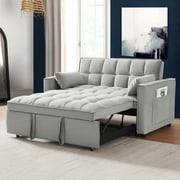 Momspeace Loveseat Convertible Sleeper Sofa Bed, Gray