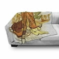 thumbnail image 3 of Western Soft Flannel Fleece Throw Blanket, Illustration Old Wild West Elements Rope Shoes and Image of Cowboy Print, Cozy Plush for Indoor and Outdoor Use, 60" x 80", Yellow Orange, by Ambesonne, 3 of 6