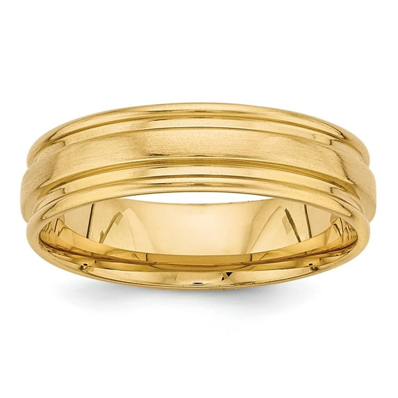 Solid 14k Yellow Gold Heavy Comfort Fit Fancy Wedding Band - Size 9