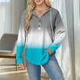 thumbnail image 2 of Sexlip Womens Color Block Sweatshirt Zip Long Sleeve V Neck Drawstring Hoodies Casual Fall Comfort Pocket Pullover Tops Blue XL, 2 of 7