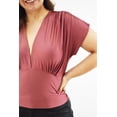 thumbnail image 4 of Blusa de satin cuello V Roman Fashion /Tallas Extras, 1836 (Palo de rosa) rosa 36, 4 of 6