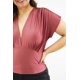 thumbnail image 4 of Blusa de satin cuello V Roman Fashion /Tallas Extras, 1836 (Palo de rosa) rosa 36, 4 of 6