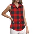 thumbnail image 2 of QUNYINEY Plaid Button Down Shirts for Women Collared Sleeveless Casual Tops Loose Shirts, 2 of 6