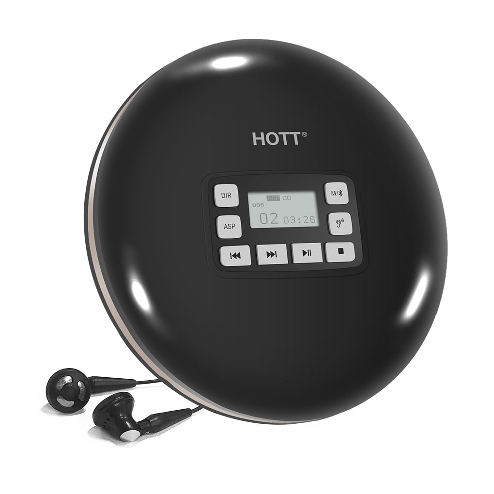HOTT CD611 Portable Wireless Bluetooth CD Player Personal Compact Disc  Player with LCD Display Skip Protection Anti-Shock Function Car BT Music