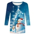 thumbnail image 4 of Gamivast Womens Christmas Shirts Casual 3/4 Sleeve Crew Neck Shirt Funny Holiday Snowman Trees Graphic Tee Xmas Party Pullover Outfits Fall Winter Loose Fitted Tops 5XL, 4 of 6