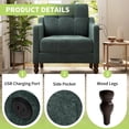 thumbnail image 5 of LEGAHOME Accent Chair for Living Room, Chenille Upholstered Armchair with Solid Wood Leg, Mid Century Single Sofa Chair for Living Room, Bedroom, Reading Corner, Dark Green, 5 of 7
