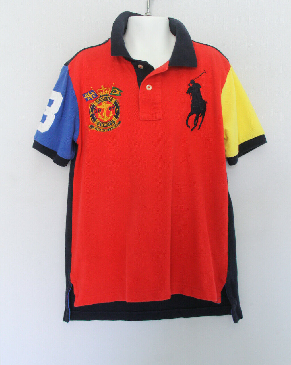 Boys Color Block Big Pony Polo Mesh Tee 