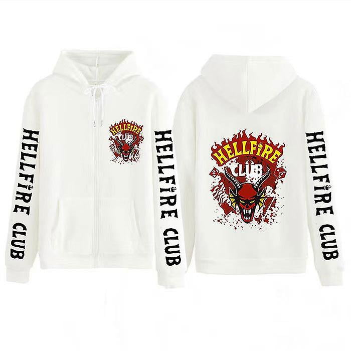 Stranger Things Hoodie Hellfire Club Print Sweatshirt Hooded Loose Zip Sweatshirt Top Hellfire Club Hoodie Black Lettering On Sleeves Z Walmart