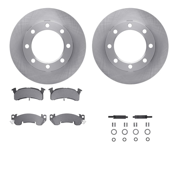 Dynamic Friction Company Front Brake Rotors with Heavy Duty Brake Pads includes Hardware 6212-48374