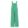 thumbnail image 3 of Girls Casual Wide Leg Romper Polka Dot Print Square Collar Sleeveless with Front Pockets Stylish Loose Fit One Piece Jumpsuit Green 7 Years-8 Years, 3 of 4