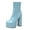 Light Blue, variant on Womens Platform Wedge Ankle Boots Side Zipper Motorcycle Work Combat Booties Punk Goth Party Dress Pumps Shoes