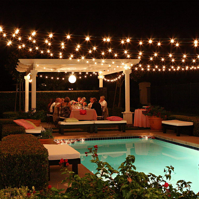 TORCHSTAR 3 Pack 50ft LED Outdoor String Lights, Weatherproof Patio String Light for Party, Restaurant, Garden, Patio Lights, 15 Sockets, 16 Bulbs