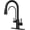 Matte Black, variant on Matte Black Kitchen Faucet with Drinking Purfied Water Faucet, 3 Holes High Arc 3 in 1 Sink Tap Stainless Steel, Two-Handle 3-Way Pull Down Sprayer, (Without System)