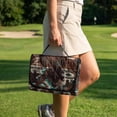 thumbnail image 3 of COEQINE Golf Cart Seat Covers with Carry Handle, Comfortable Golf Cart Seat Towel Blanket, Fits for EZGO Yamaha Club Car and Other 2-Seat Golf Carts, Brown Cowhide American Tribal Geometric, 3 of 8
