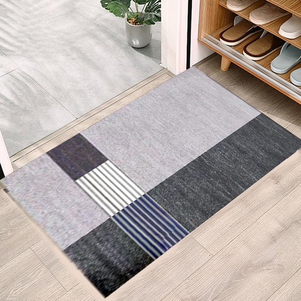 Alfombra de baño súper absorbente | Esterilla antideslizante de microfibra | Respaldo de goma, lavable, secado rápido | Ultra suave, estilo moderno | Gris, 19x26 en | Entrada, lavandería, cocina