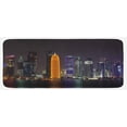 thumbnail image 1 of Urban Kitchen Mat, Qatar Middle East Town with Luminous Skyscraper at Night View, Plush Decorative Kitchen Mat with Non Slip Backing, 47" X 19", Charcoal Grey Orange, by Ambesonne, 1 of 1