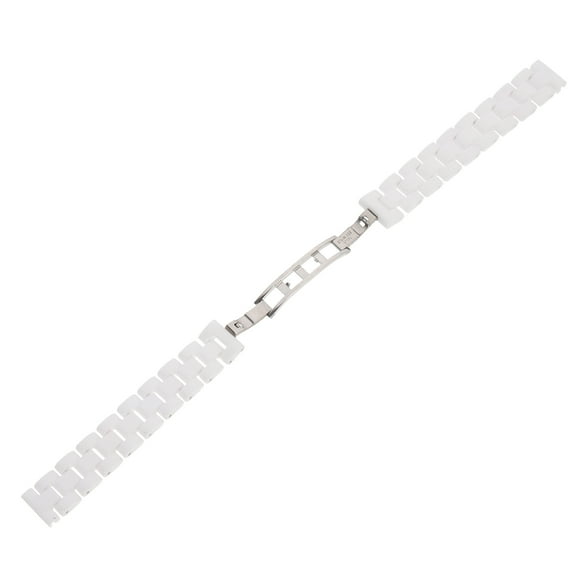 STOBOK Ceramic Watchband White Solid Craftsmanship Double Button Clasp Safe and Beautiful