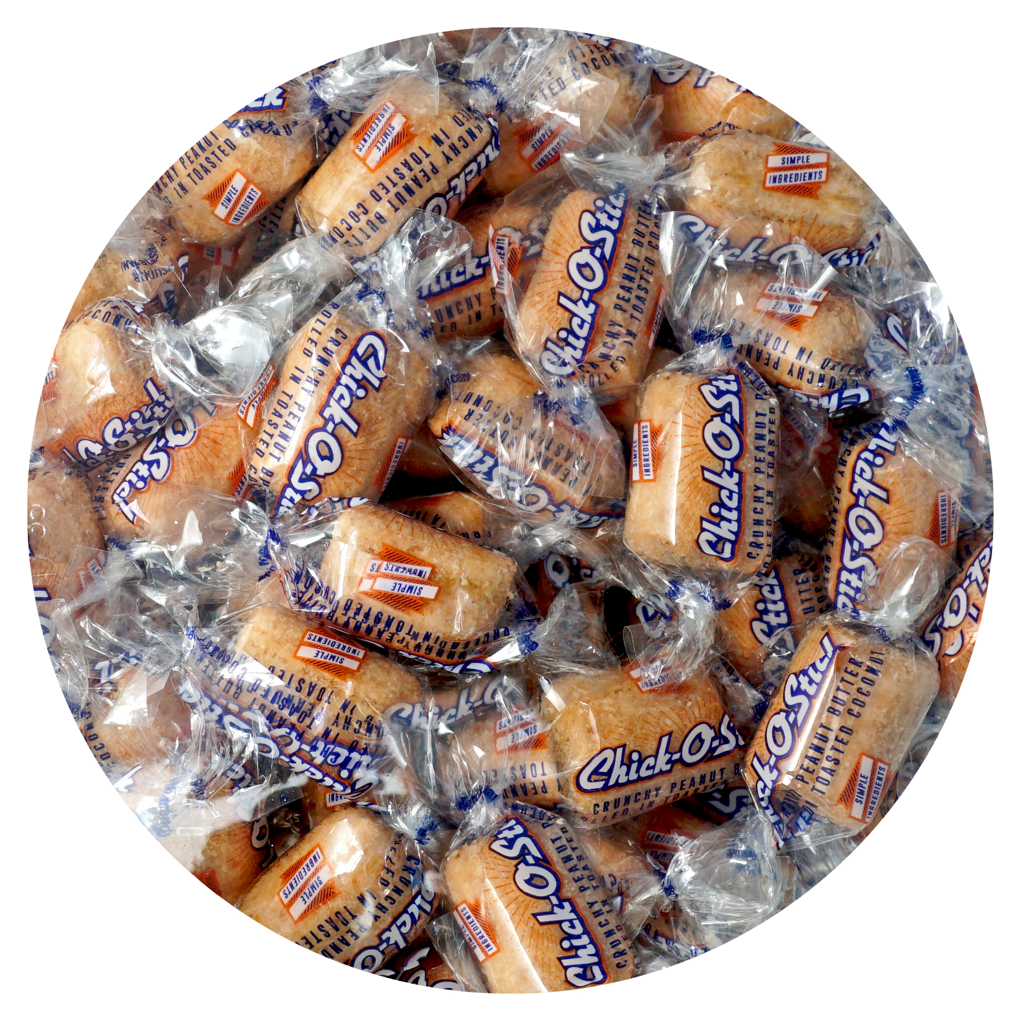 Chick-O-Stick Tub, 160 Pieces, Peanut Butter Bars, Crunchy Peanut Butter Rolled In Toasted Coconut