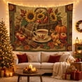 thumbnail image 3 of Coffee Cup With Pumpkins and Sunflowers, Cozy Rustic Style for Farmhouse Decor Lovers, Harvest Wall Art, Thanksgiving Hostess Gift, Tapestry Wall Hanging for Kitchen and Entryway, 3 of 7