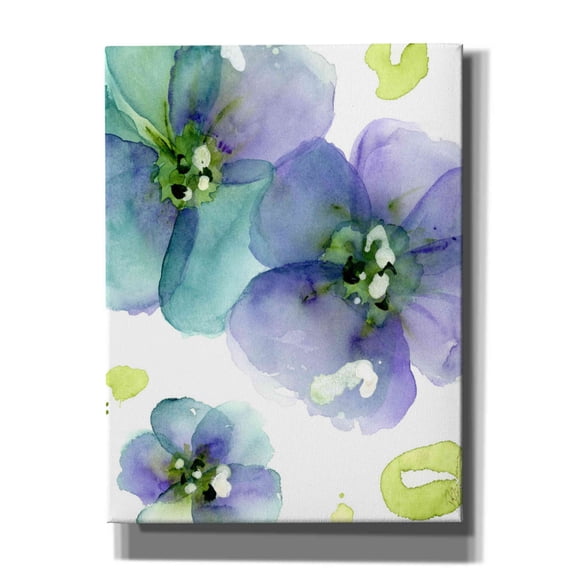 Epic Graffiti 'Blue Flowers' by Dawn Derman, Giclee Canvas Wall Art, 12"x16"
