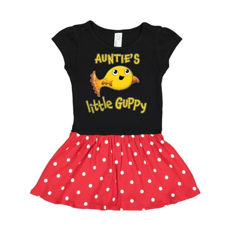 

Inktastic Auntie s Little Guppy- cute yellow fish Gift Toddler Girl Dress
