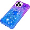 thumbnail image 6 of Cute Clear Case for iPhone 14 Pro Max with Ring Kickstand, Bling Gradient Quicksand Glitter Flowing Liquid Floating Case Cover for iPhone 14 Pro Max JB Purple Navy, 6 of 7