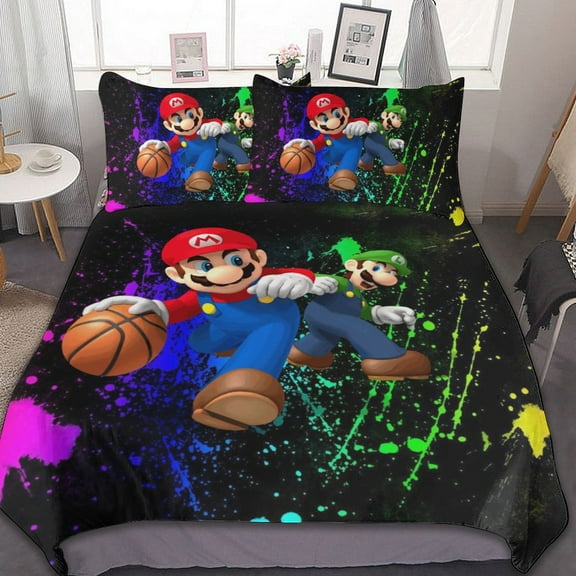 Luigi Mario 3 Piece Bedding Sets Decor Comforter Sets With One Duvet Cover Two Pillow Shams