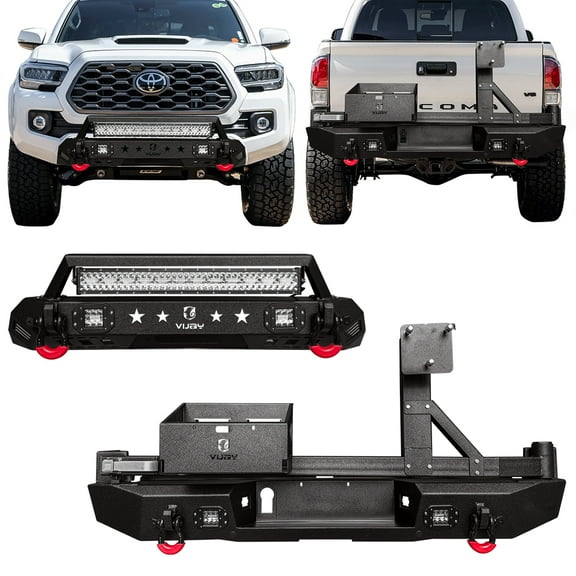 Vijay Steel Front Rear Bumpers Fits 2016-2023 Toyota Tacoma(Black Textured)