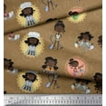 thumbnail image 2 of Soimoi Brown polyester Crepe Fabric Circle,Cook & Working Girl Printed Craft Fabric by the Yard 42 Inch Wide, 2 of 3