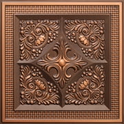 Dundee Deco's Rustic Antique Copper Floral Glue Up/Drop In Ceiling Panels, 2 ft. X 2 ft. (4 sq ft.) each, Pack of 25