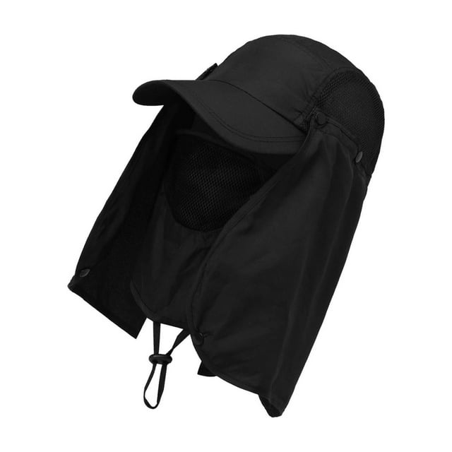 Dalazy Chapeau de Randonnée Extérieur avec Rabat Amovible pour Jardin Noir 30 x 40cm 1Set