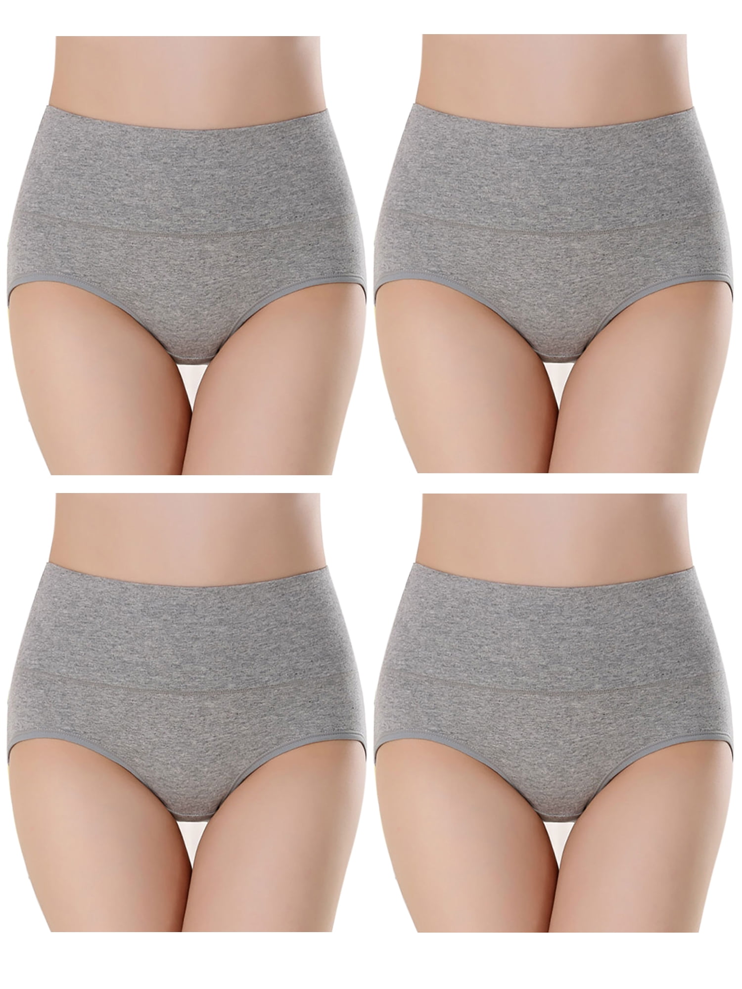 Womens' Comfort Cotton Briefs Firm Tummy Control Underwear Panty High Waist  Cotton Boyshorts 4-Pack 