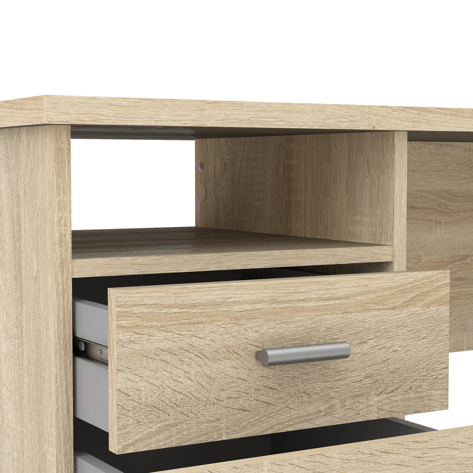 Tvilum Warner 4 Drawer Office Desk with 1 Shelf for Adults, Oak