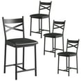 thumbnail image 2 of Juego de 4 taburetes de bar con respaldo y reposapiés, taburetes de altura para barra, tapizados en cuero PU, 2 of 8