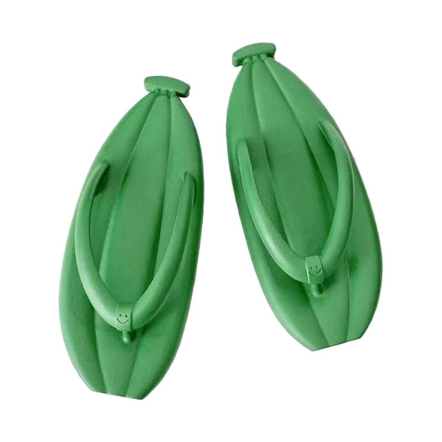 Minnieouse Bonitas pantuflas Durian para mujer, zapatillas de casa suaves de fondo grueso, sandalias de playa de moda para mujer, toboganes Calzado Verde Plátano 40-41