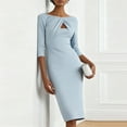 thumbnail image 3 of Women's Party Dress Evening Dress 3/4 Sleeve Fitted Elegant Cocktail Dress for Spring Fall Banquet Wedding Guest,Sky Blue,2XL, 3 of 6