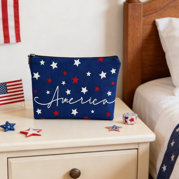 Estuche de Almacenamiento con Cremallera: Estuche para Lápices Del Día de La Independencia, Neceser Multifuncional, Organizador para Objetos Pequeños para Estudiantes, Neceser de Viaje para Mochila o