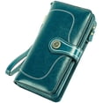 thumbnail image 1 of Ladies Leather Large Wallet Ladies Large Many Compartments, Women Wallet With 26 Card Compartments (Peacock Blue), 1 of 6