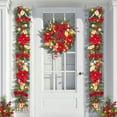 thumbnail image 2 of Senfot 6FT Pre-Lit Christmas Garland with 20 LED Lights, Battery Operated, Xmas Garland with Red, Gold & Silver Ball Ornaments, Flowers, Ribbons, for Indoor/Outdoor Mantel, Fireplace, Holiday Decor, 2 of 7