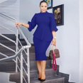 thumbnail image 3 of Women's Vintage Ruffle Sleeve Bodycon Peplum Pencil Dress Business Formal Work Outfit, 3 of 4